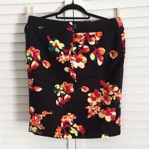 Merona Skirt, Size 12, Black with Red Orange Floral Print, Cotton, Lined, NEW!!!
